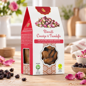 Biscuiți vegan cu coacăze-trandafir 150g