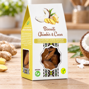 Biscuiți vegan cu ghimbir și cocos 150g