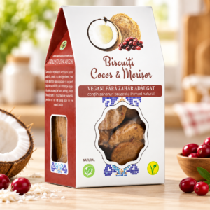 Biscuiți vegan merișor-cocos 150g